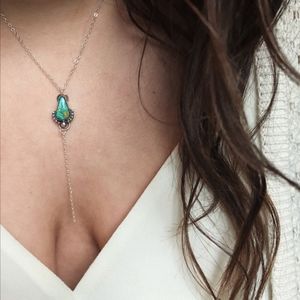Handmade Sterling Silver Turquoise Y Necklace